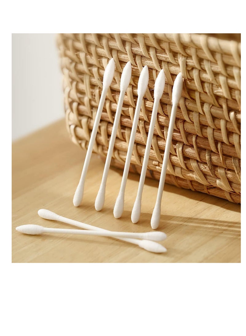 ECVV 300Pcs Double Ended Cotton Swabs Spiral Head Cotton Tips Multipurpose Ear Spoon Cotton Buds with Paper Stick for Makeup Cleaning (White & Black)  - Image 3