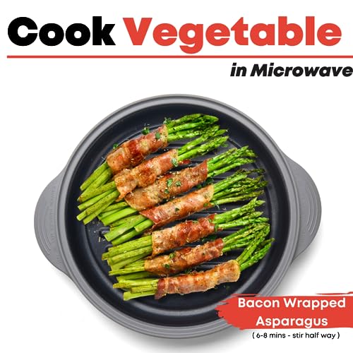 MACONEE Microwave Grill Pan | Microwave Griller, Griddle & Crisper Pan with Lid for Grilling, Browning, and Crisping Foods Microwave Cookware for Grill Meat, Sandwich & Vegetable inside a Microwave - Image 4