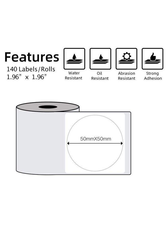 Phomemo Multipurpose Selfadhesive Round Circle Label For Phomemo M110/M110S/M120/M200/M220 Label Maker 1.96 X 1.96（50X50 Mm）Thermal Label For Barcode Label Diy Logo Design Black On White - Image 2