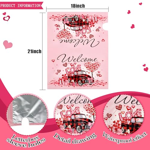 ARKUKT Valentine's Day Mailbox Cover Magnetic Welcome Love Heart Truck Mailbox Wraps Post Letter Box Cover for Garden Yard Home Decor Standard Size 21" x 18" - Image 3