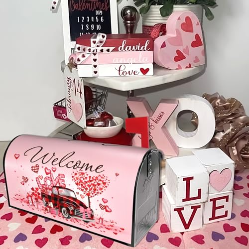 ARKUKT Valentine's Day Mailbox Cover Magnetic Welcome Love Heart Truck Mailbox Wraps Post Letter Box Cover for Garden Yard Home Decor Standard Size 21" x 18" - Image 5