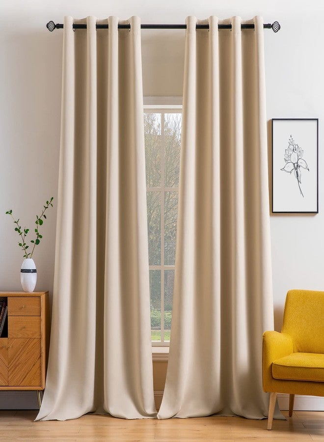 MIULEE Blackout Curtains 94 Inches Long for Bedroom Living Room Thermal Insulated Room Darkening Grommet Top Solid Light Blocking Drapery Set of 2 Window Panels Beige - Image 1