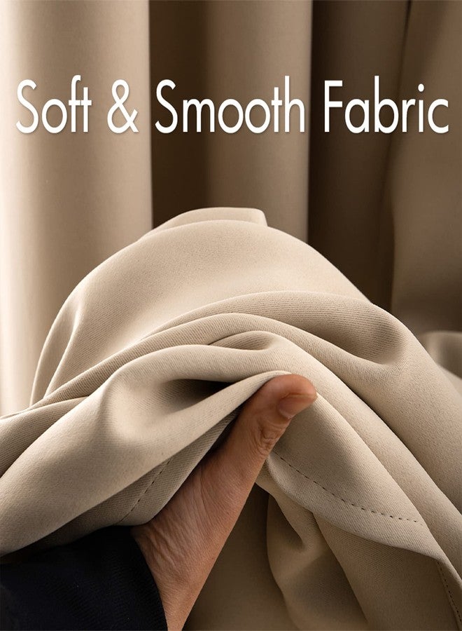 MIULEE Blackout Curtains 94 Inches Long for Bedroom Living Room Thermal Insulated Room Darkening Grommet Top Solid Light Blocking Drapery Set of 2 Window Panels Beige - Image 3