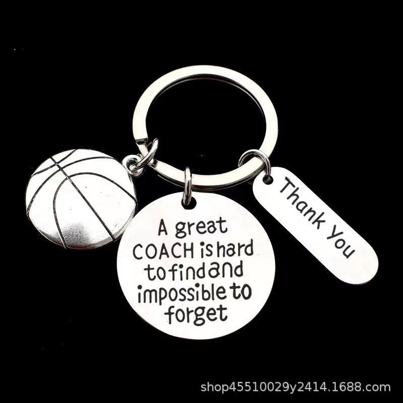 FootbAll BAsketbAll Rugby CoAch GrAduAtion Gift A great StAinless Steel EngrAved KeychAin EngrAved Qr Code Basketball H007-2 