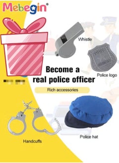 MEBEGIN 6 PCS Police Uniform Cosplay and Dress Up Toys for Kids include Hat Handcuffs Badge Whistle Costume Accessories, Cop Costume Outfit Set for Role-playing, Themed Parties  - Image 1