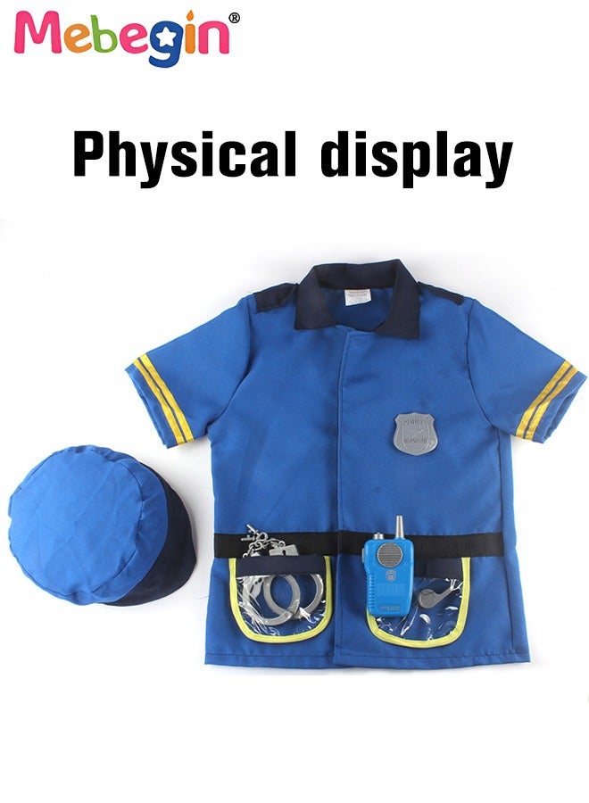 MEBEGIN 6 PCS Police Uniform Cosplay and Dress Up Toys for Kids include Hat Handcuffs Badge Whistle Costume Accessories, Cop Costume Outfit Set for Role-playing, Themed Parties - Image 2
