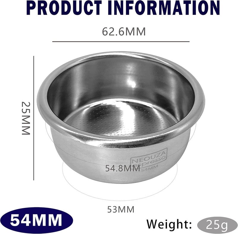 نيوزا Espresso Coffee Bottomless Portafilter Distributor&Tamper Dual Head for 54mm Breville 870/875/878/880,Stainless Steel (Sieve Basket) - Image 2