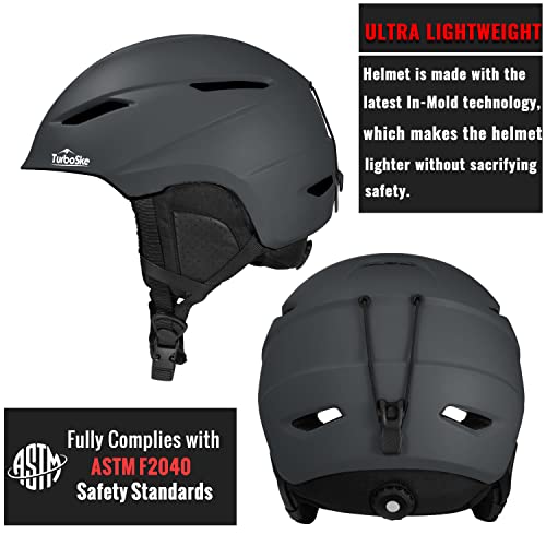 TurboSke Ski Helmet, Snowboard Helmet Snow Sports Helmet, Audio Compatible Helmet for Men, Women and Youth (L, Black) - Image 2