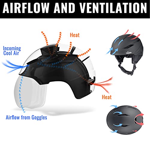 TurboSke Ski Helmet, Snowboard Helmet Snow Sports Helmet, Audio Compatible Helmet for Men, Women and Youth (L, Black) - Image 3