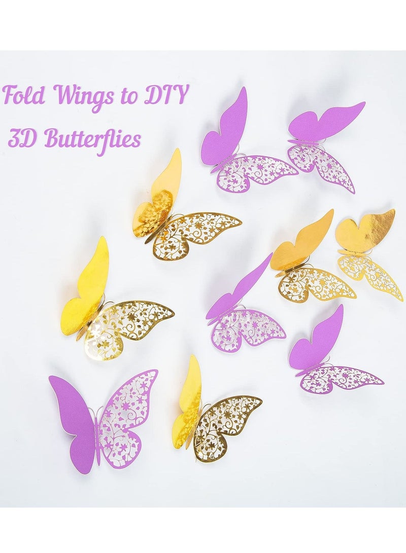 KASTWAVE Party Decorations, 121 Pcs Butterfly Birthday Party Decorations Set, Rose Gold White Pink and Purple Balloons Arch Garland Kit, Confetti Foil Balloons Banners for Girl Birthday Party - Image 3