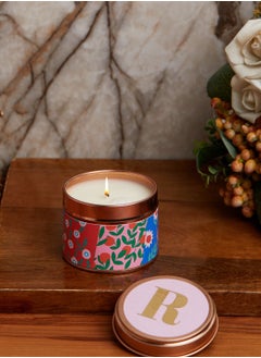 R Initial Floral Candle