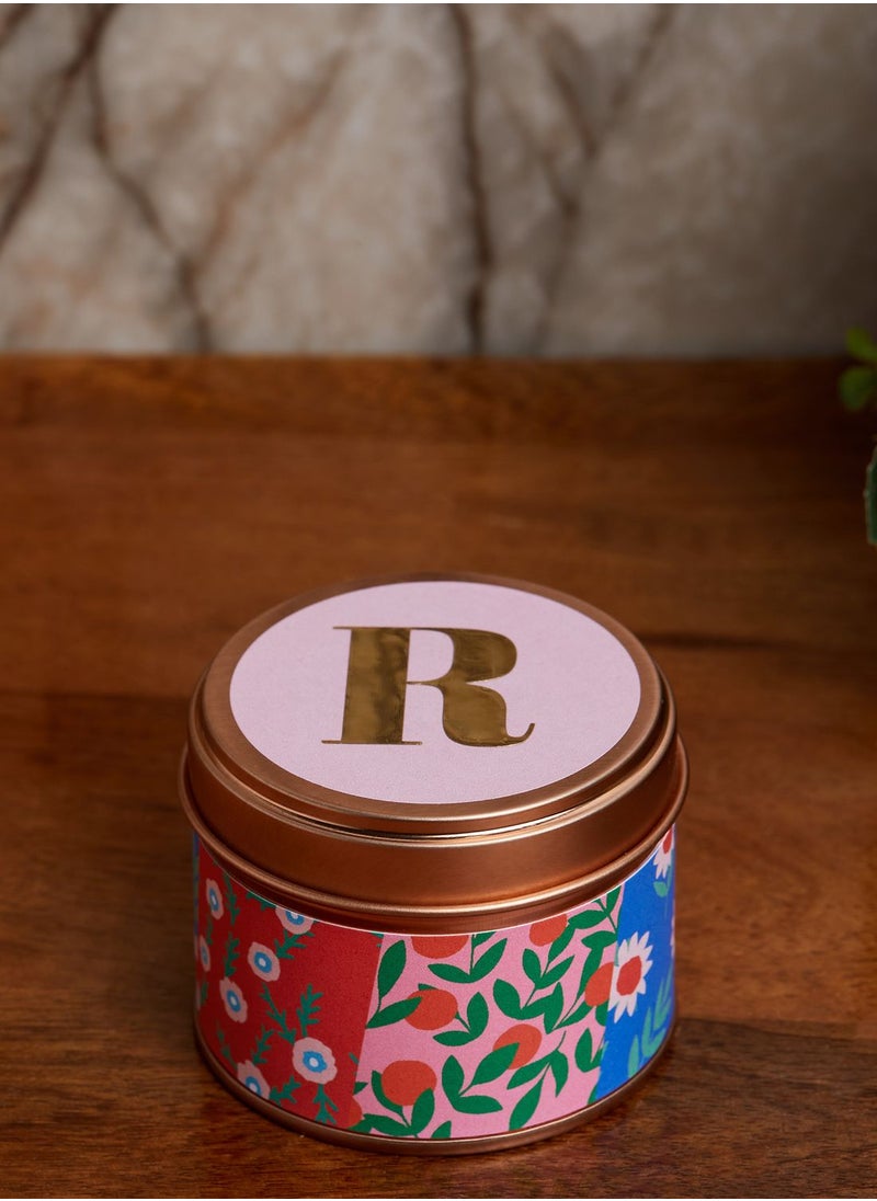 Flamingo Candles - R Initial Floral Candle - Image 1