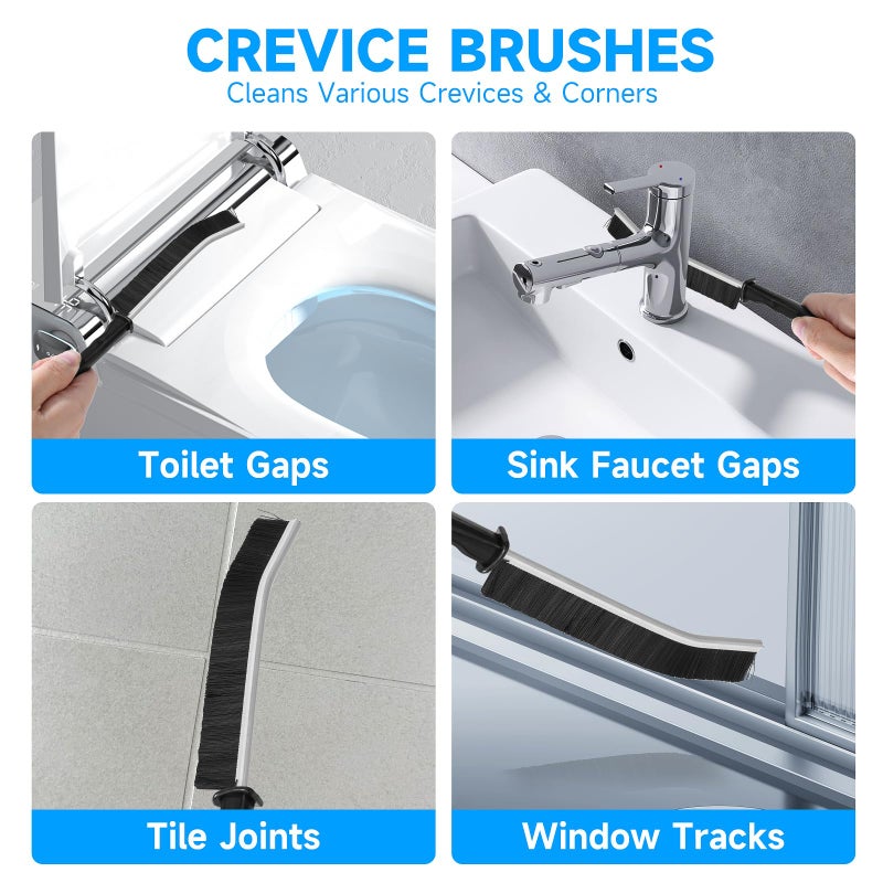Agotglmi 14Pcs Crevice Cleaning Brush Set, V Shape Grout Cleaner Brush for Deep Cleaning Gap, Hard Bristle Scrub Brushes Tools, Cleaning Supplies for Household Use, Bathroom, Kitchen, Toilet, Window - Image 3