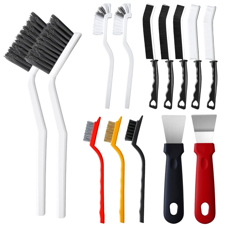Agotglmi 14Pcs Crevice Cleaning Brush Set, V Shape Grout Cleaner Brush for Deep Cleaning Gap, Hard Bristle Scrub Brushes Tools, Cleaning Supplies for Household Use, Bathroom, Kitchen, Toilet, Window - Image 1