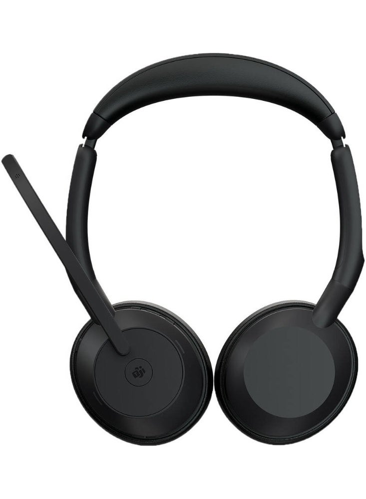 جابرا سماعة رأس بلوتوث ستيريو لاسلكية Evolve2 55 MS مع محول USB-C Link 380c، إلغاء الضوضاء النشط (ANC)، مكبرات صوت 28 مم، تقنية مكالمات 4 ميكروفونات، حتى 18 ساعة من عمر البطارية، ضوء مشغول، بلوتوث 5.2، حزام رأس فوق الأذن، معتمد من مايكروسوفت تيمز، أسود | 25599-999-899 - Image 5