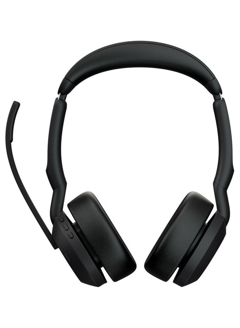 جابرا سماعة رأس بلوتوث ستيريو لاسلكية Evolve2 55 MS مع محول USB-C Link 380c، إلغاء الضوضاء النشط (ANC)، مكبرات صوت 28 مم، تقنية مكالمات 4 ميكروفونات، حتى 18 ساعة من عمر البطارية، ضوء مشغول، بلوتوث 5.2، حزام رأس فوق الأذن، معتمد من مايكروسوفت تيمز، أسود | 25599-999-899 - Image 3