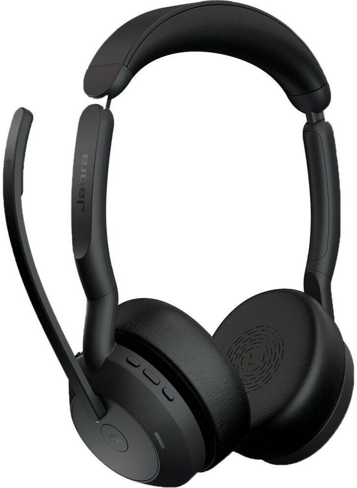 جابرا سماعة رأس بلوتوث ستيريو لاسلكية Evolve2 55 MS مع محول USB-C Link 380c، إلغاء الضوضاء النشط (ANC)، مكبرات صوت 28 مم، تقنية مكالمات 4 ميكروفونات، حتى 18 ساعة من عمر البطارية، ضوء مشغول، بلوتوث 5.2، حزام رأس فوق الأذن، معتمد من مايكروسوفت تيمز، أسود | 25599-999-899 - Image 4