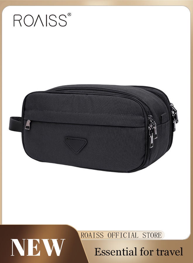 roaiss Makeup Storage Bag Multifunctional Handbag Travel Portable Bag Toiletry Bag Coin Purse Comfortable and Portable Solid Color Outdoor Travel Accessories Cosmetic Case  - Image 1