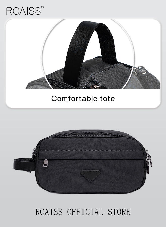 roaiss Makeup Storage Bag Multifunctional Handbag Travel Portable Bag Toiletry Bag Coin Purse Comfortable and Portable Solid Color Outdoor Travel Accessories Cosmetic Case  - Image 4
