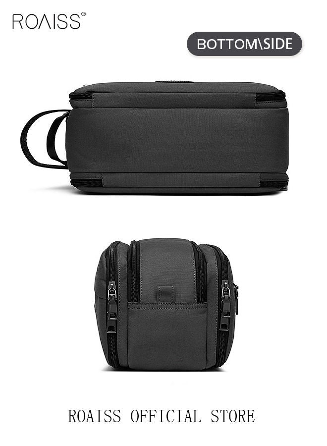 roaiss Makeup Storage Bag Multifunctional Handbag Travel Portable Bag Toiletry Bag Coin Purse Comfortable and Portable Solid Color Outdoor Travel Accessories Cosmetic Case  - Image 3