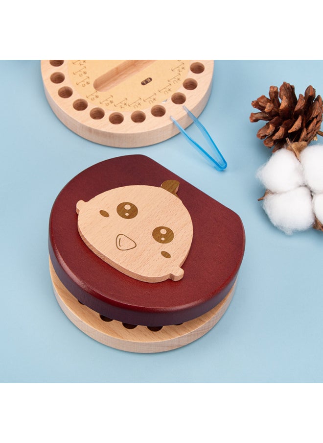 Generic - Baby Teeth Commemorative Box For Girls And Boys Children's Wear Teeth Collection Storage Box For Teeth Replacement Wooden Toys-Color:South Elm Monkey (English Version) - Image 1