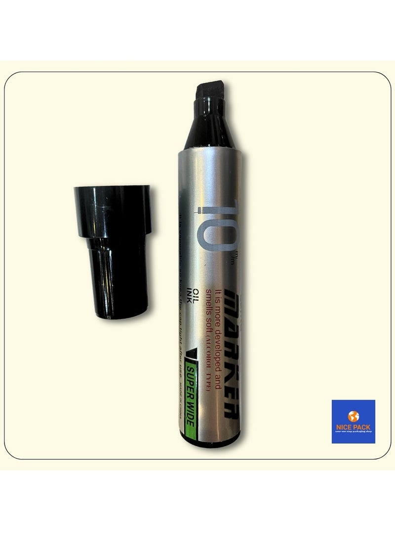 Nice Pack 10mm Broad Chisel Tip Black Permanent Marker  - Image 1