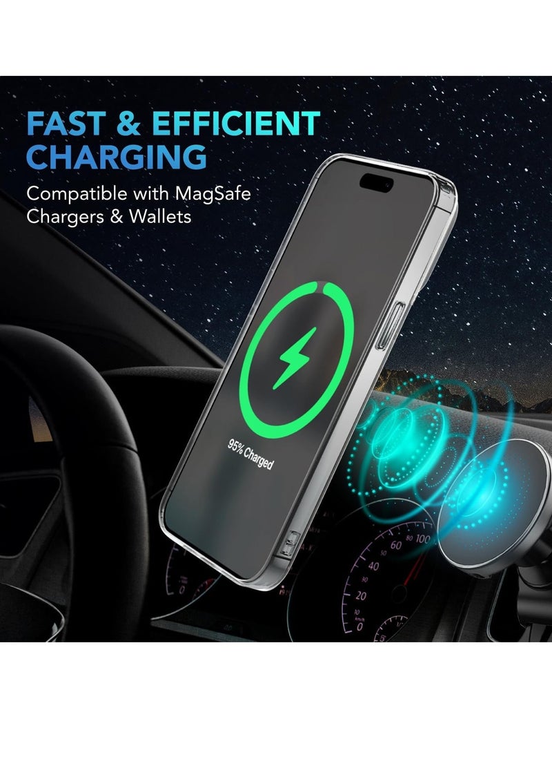 ELTRAZONE Designed for iPhone 13 Case, [Clear] 5 in 1 [Non Yellowing] Case with 2X Tempered Glass Screen and 2X Camera Lens Protectors, Shockproof and Air-Guard Corners (Clear MagSafe)