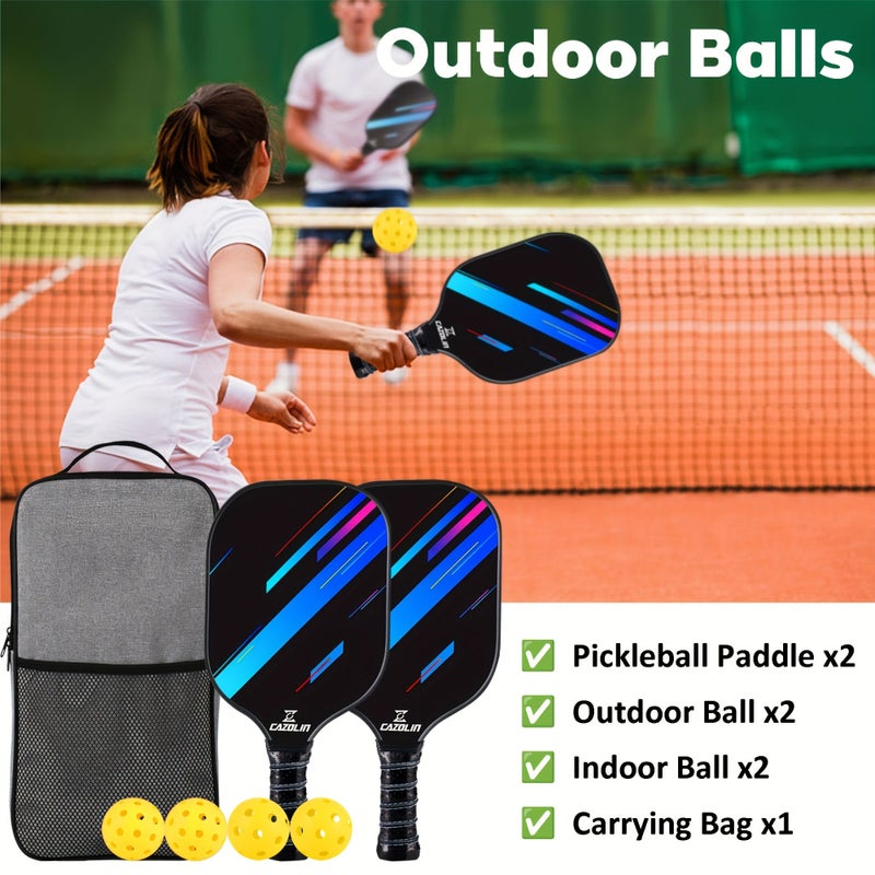 Carbon Fiber Pickleball Paddle Set 2 Rackets 4 Balls 1 Bag - Image 1