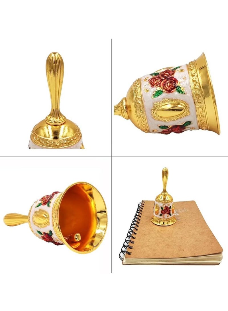 Jolley Handbell, Metal Dinner Bell, Colorful Decorated Wedding Bell, Service Bell, Call Bell (golden red rose) - Image 4