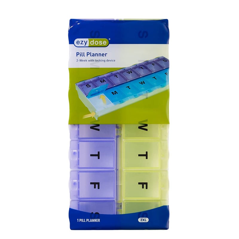 EZY DOSE (14-Day) AM/PM Pill Case, Medicine Planner, Vitamin Organizer Box, 2X-Large Locking Compartments to Secure Prescription Medication and Prevent Accidental Spilling, Color May Vary, BPA Free - Image 4