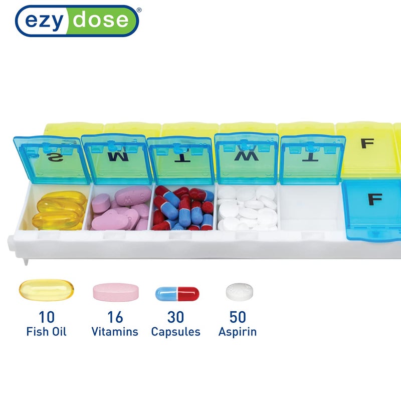 EZY DOSE (14-Day) AM/PM Pill Case, Medicine Planner, Vitamin Organizer Box, 2X-Large Locking Compartments to Secure Prescription Medication and Prevent Accidental Spilling, Color May Vary, BPA Free - Image 3