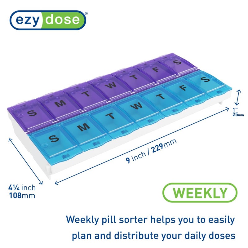 EZY DOSE (14-Day) AM/PM Pill Case, Medicine Planner, Vitamin Organizer Box, 2X-Large Locking Compartments to Secure Prescription Medication and Prevent Accidental Spilling, Color May Vary, BPA Free - Image 2