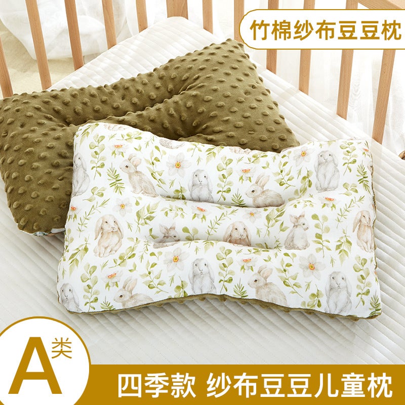 Children'S Pillow Bamboo Cotton Small Pillow Baby Pillow Bean Velvet Children'S Pillow Baby Kindergarten Pillow Nap Pillow - Image 2