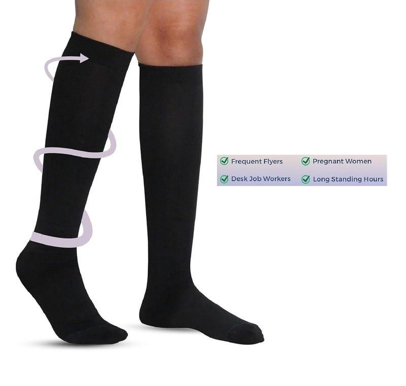 aktive support Medical Grade Travel Flight Socks | Graduated Compression 18-21 mmHg at Ankle | Relieves Tired and Aching Legs, Pain and Swellings (AKL591S) - Image 4