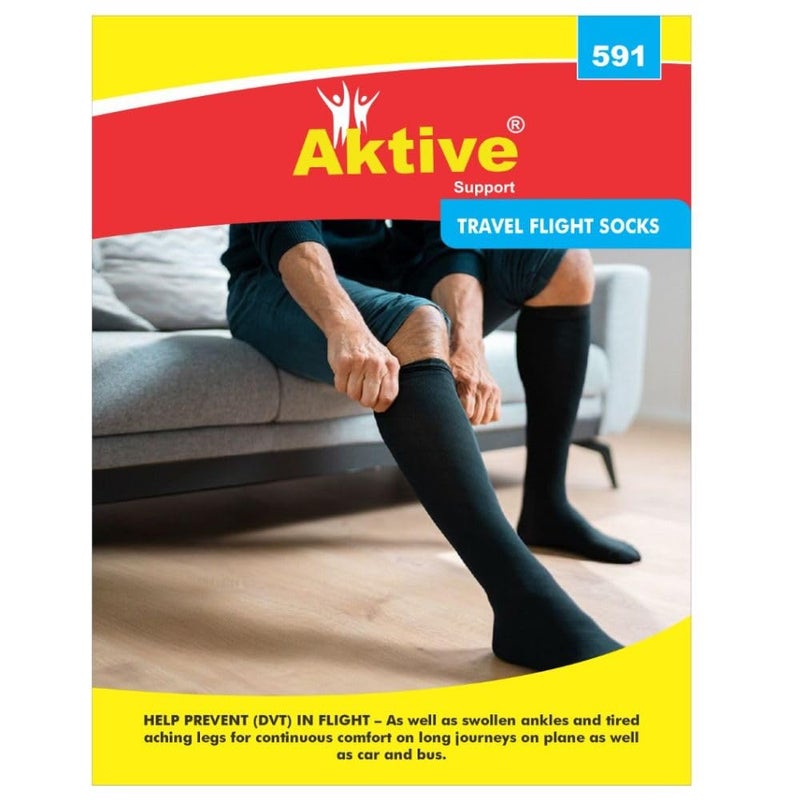 aktive support Medical Grade Travel Flight Socks | Graduated Compression 18-21 mmHg at Ankle | Relieves Tired and Aching Legs, Pain and Swellings (AKL591S) - Image 1