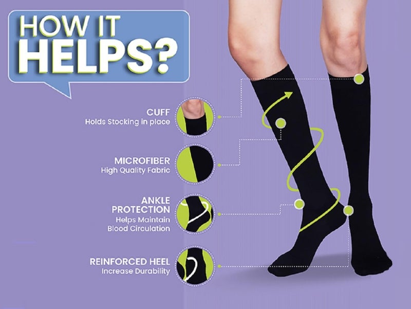 aktive support Medical Grade Travel Flight Socks | Graduated Compression 18-21 mmHg at Ankle | Relieves Tired and Aching Legs, Pain and Swellings (AKL591S) - Image 5