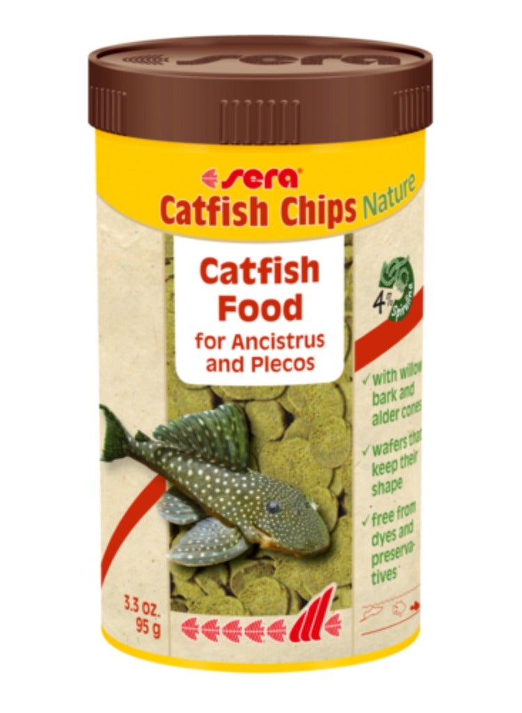 Sera شرائح سمك السلور سيرا - طعام طبيعي لسمك السلور لأنسيستروس وبيليكو