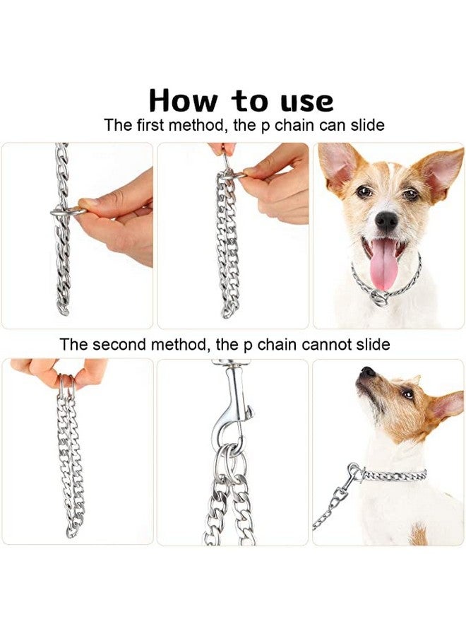 2 Pieces Metal Dog Collar Gold And Silver Chain Small Link Dog Training Collar For Medium & Large Dogs (Length 24 Inch) - Image 4