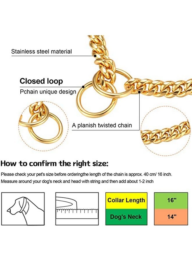 2 Pieces Metal Dog Collar Gold And Silver Chain Small Link Dog Training Collar For Medium & Large Dogs (Length 24 Inch) - Image 3