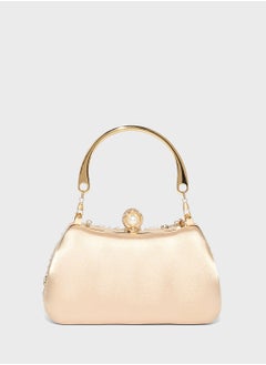 Khizana Metal Handle Diamante Floral Clutch Bag  - Image 2