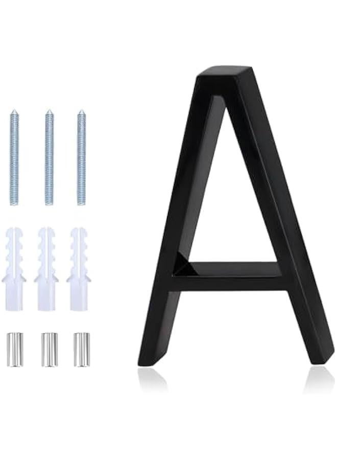 هوكور Portalov 5 Inch Black House Numbers -3D Modern Floating Metal Address Letter For Houses,Rust Proof Zinc Alloy,Easy To Install,High Gloss,Letter A - Image 1