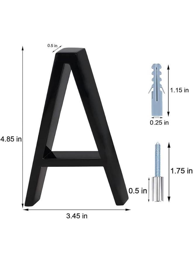 هوكور Portalov 5 Inch Black House Numbers -3D Modern Floating Metal Address Letter For Houses,Rust Proof Zinc Alloy,Easy To Install,High Gloss,Letter A - Image 3