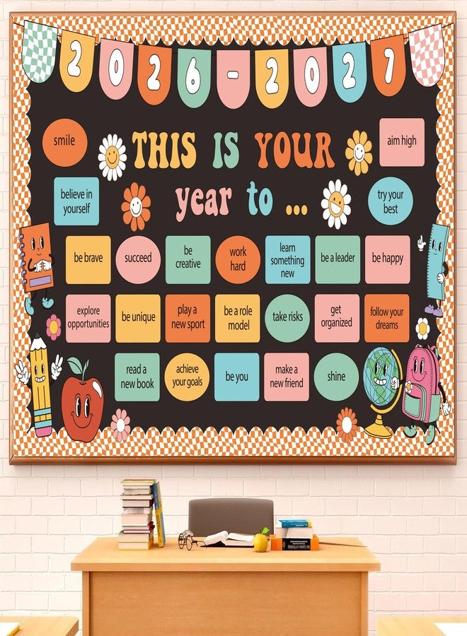 Polaxium This is Your Year Bulletin Board Set Classroom Decoration Hippie Retro New Year Bulletin Board Set Welcome Back to School Theme Cutouts for School Office Chalkboard Wall Learning Activities Decoration - Image 2