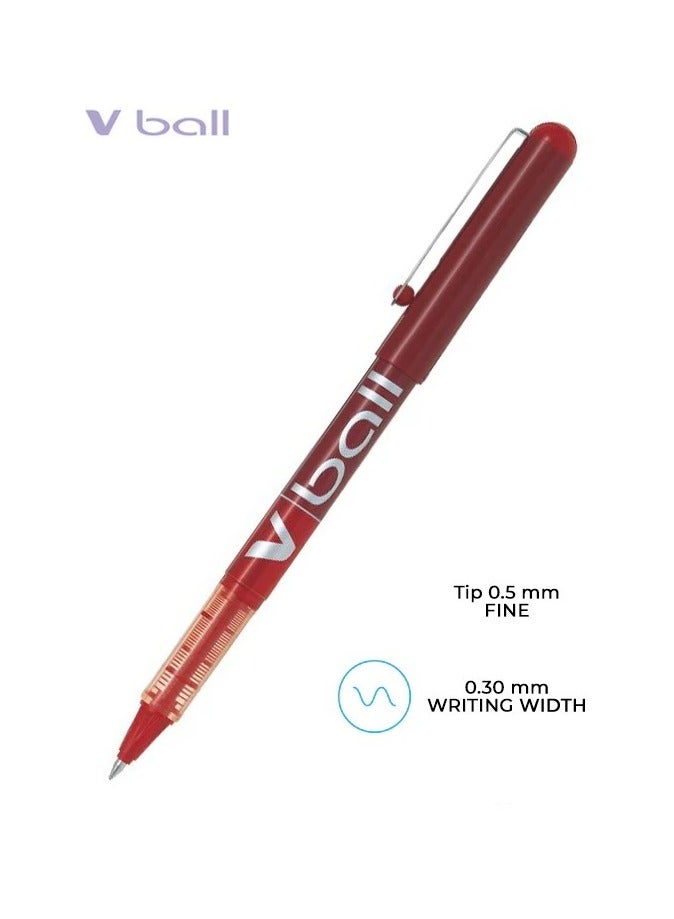 PILOT Pilot V-Ball 0.5mm Liquid Ink Pen Set of 4 Pens- BL-VB5 Black/Blue/Red/Green - Image 5