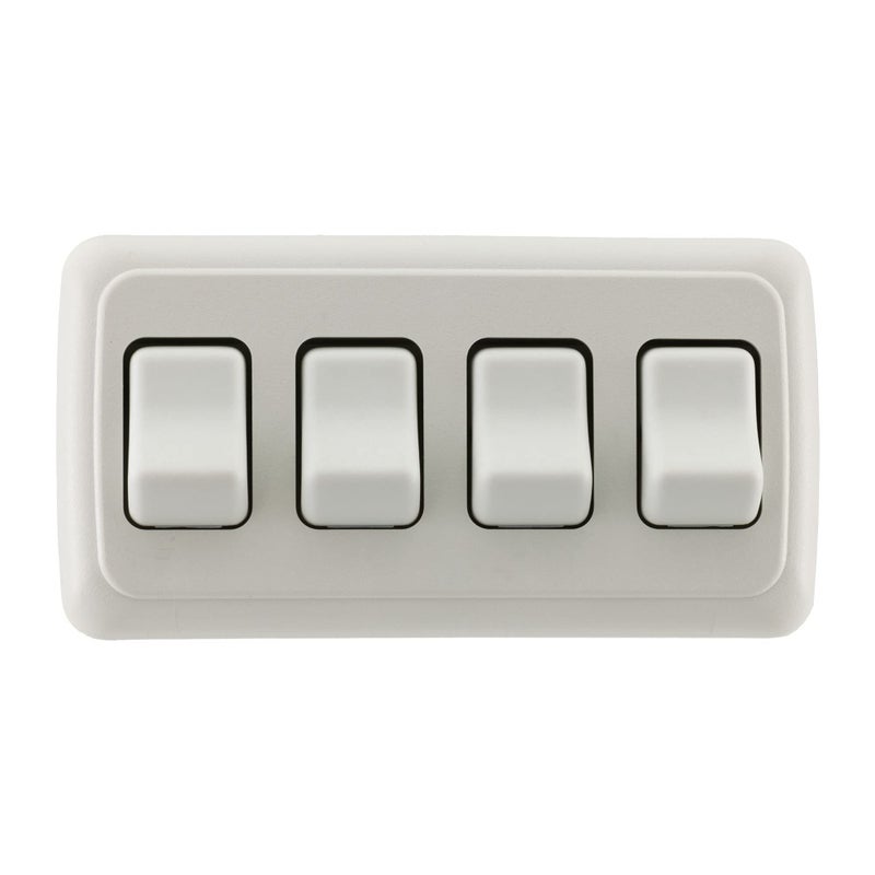 American Technology Components Quad SPST On-Off Switch with Bezel, 12-Volt, for RV, Trailer, Camper (White) - Image 2