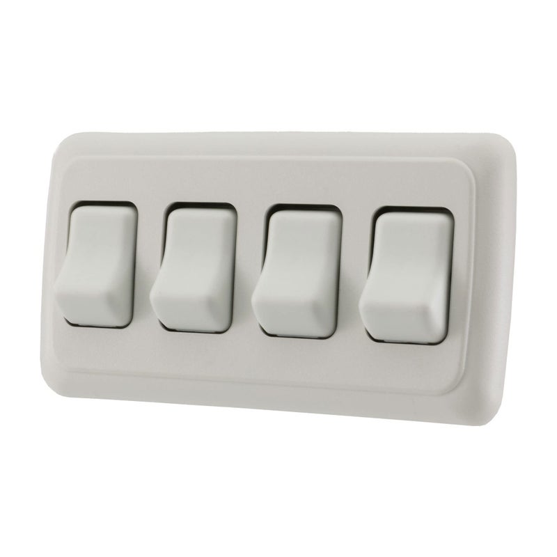 American Technology Components Quad SPST On-Off Switch with Bezel, 12-Volt, for RV, Trailer, Camper (White) - Image 1