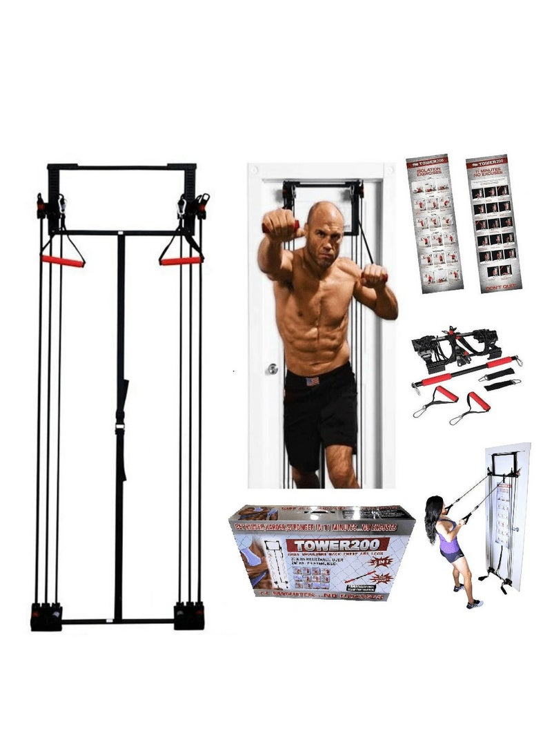 سكاي لاند تاور 200 جهاز رياضي للباب | 200+ تمارين منزلية | مجموعة تدريب على المقاومة للجسم بالكامل | أشرطة مقاومة بوزن 95 كجم | تركيب سهل على الباب | معدات تدريب للقوة في المنزل والصالة الرياضية – EM-1816 - Image 4