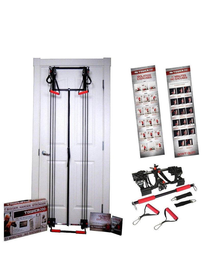 سكاي لاند تاور 200 جهاز رياضي للباب | 200+ تمارين منزلية | مجموعة تدريب على المقاومة للجسم بالكامل | أشرطة مقاومة بوزن 95 كجم | تركيب سهل على الباب | معدات تدريب للقوة في المنزل والصالة الرياضية – EM-1816 - Image 5