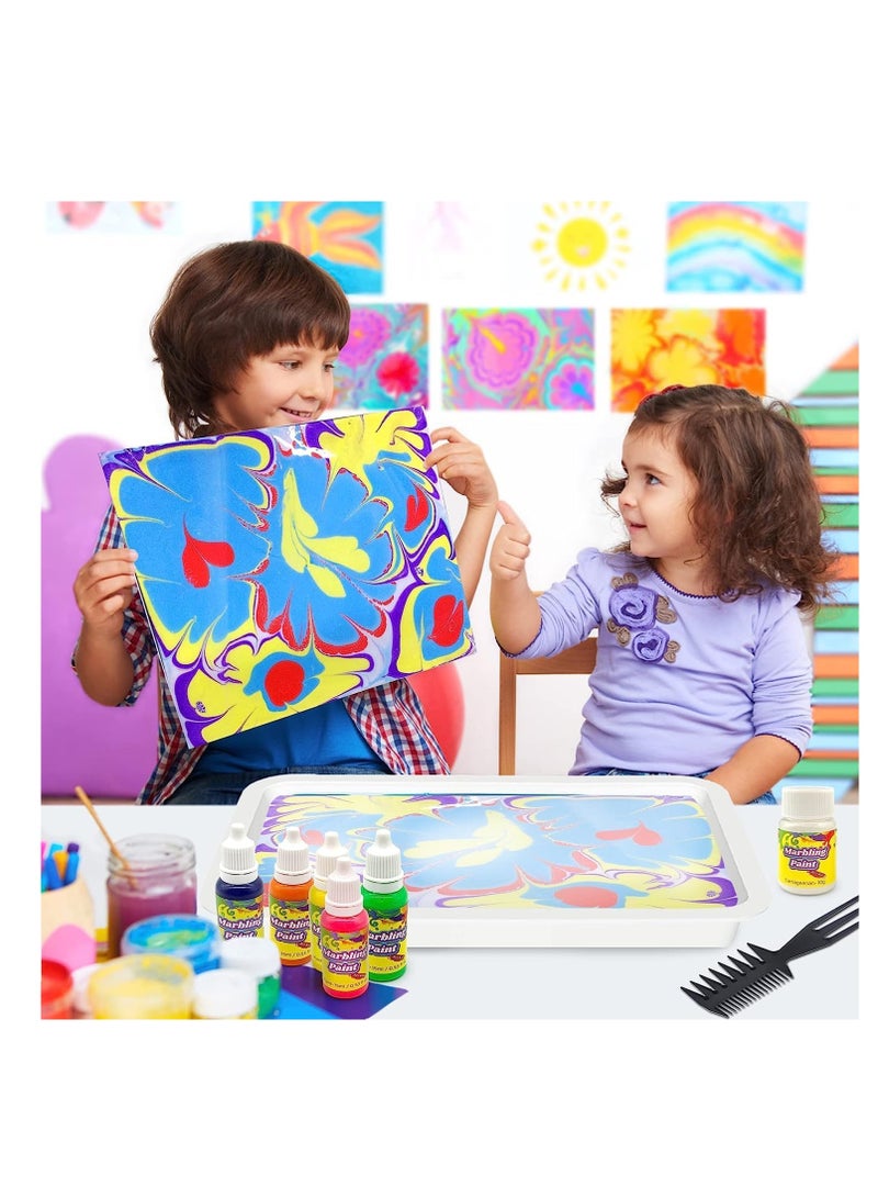 Premify Marbling Paint Arts and Crafts Kit, 12 Colors 10ml Each, Marble Painting Kit with Tray & Water Painting Paper Set, Drawing Art Games Gift for Kids Activities (Girls & Boys) - Image 4