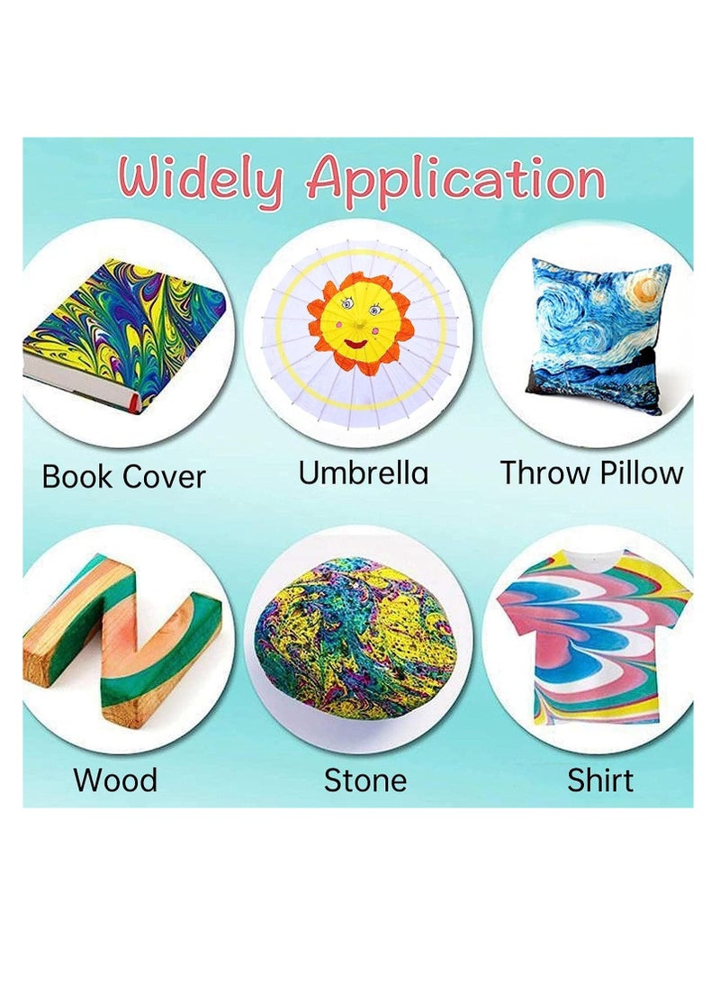 Premify Marbling Paint Arts and Crafts Kit, 12 Colors 10ml Each, Marble Painting Kit with Tray & Water Painting Paper Set, Drawing Art Games Gift for Kids Activities (Girls & Boys) - Image 5